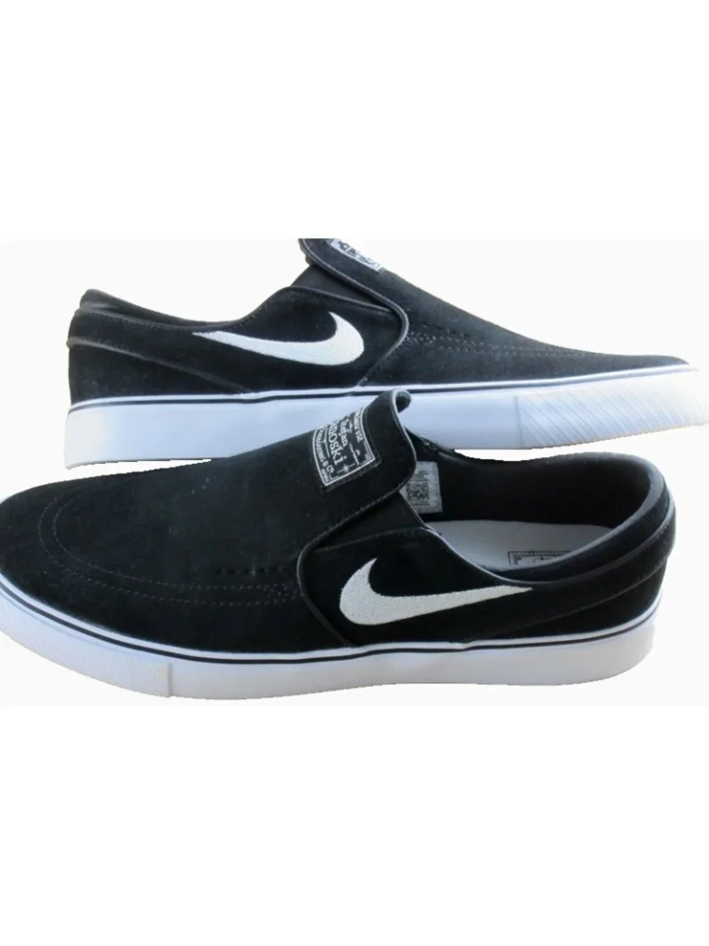 Nike Men's SB Janoski +  Slip On Skate Shoes Black White Suede Size 11.5 NEW